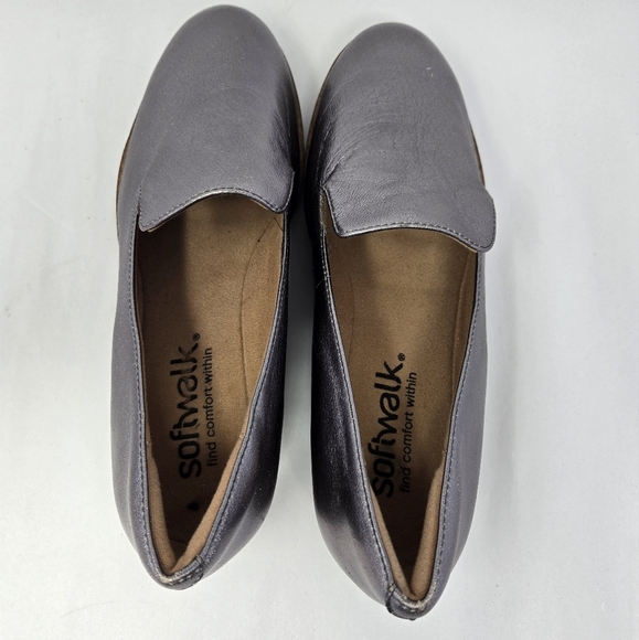Softwalk Westport Womens Loafers Sz 8W Gray Metallic Slight Wedge Casual Comfort - Picture 5 of 14